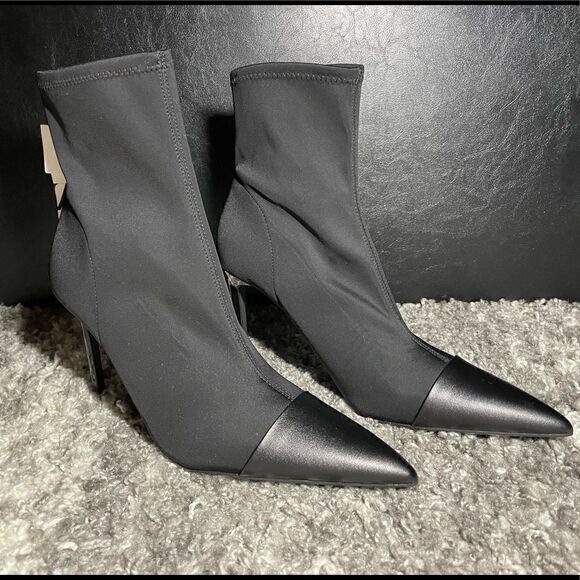 NWT Zara Pointed Fabric Heeled Ankle Boots - Picture 4 of 11